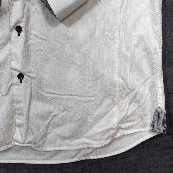 A21 Mens XL White Textured Long-Sleeve Button-Up Shirt W/ Contrast Accents - Picture 6 of 11